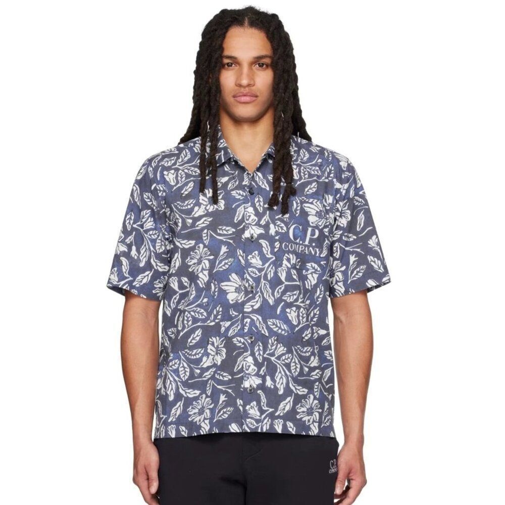 C.P.‎ Company Floral - L Print Short Sleeve Shirt Men's  Medieval Blue
